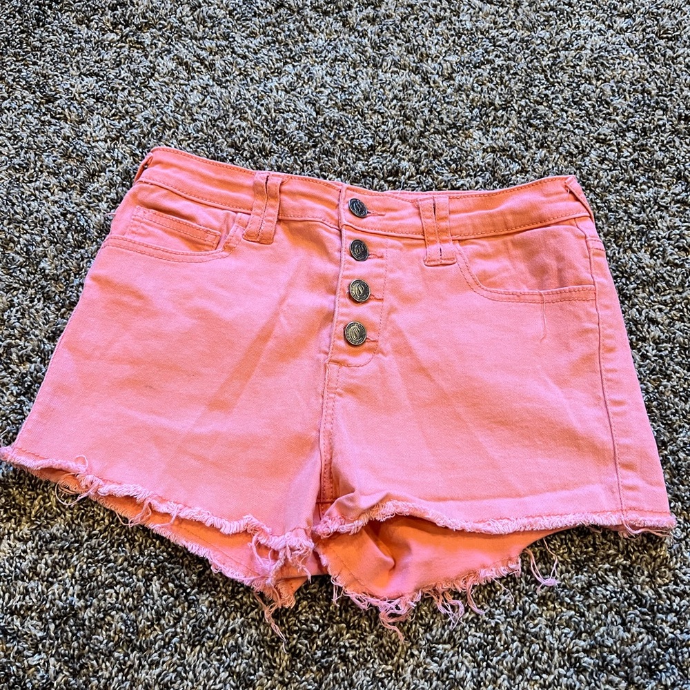 Cello Pink Jean Shorts Lightweight Distressed